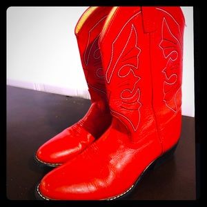 Women’s Red Leather Boots, Size 5A